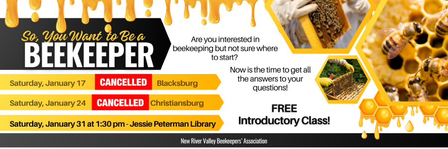 Come learn how to be a Beekeeper, click for the full list of programs and cancellations.