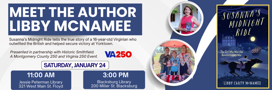 Meet Author Libby NcNamee, Saturday January 24. Click for times and locations.